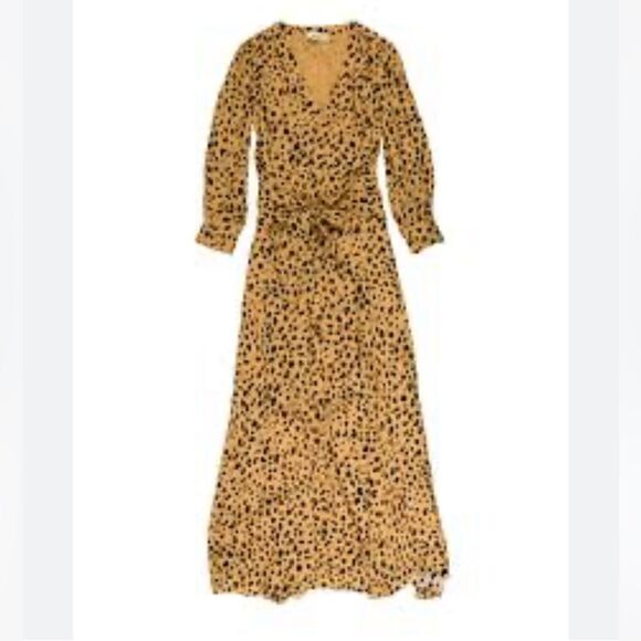 Nicholas Tan Leopard Print V-Neck Tie Front Silk Maxi Dress Women’s Size 4 - Picture 1 of 8